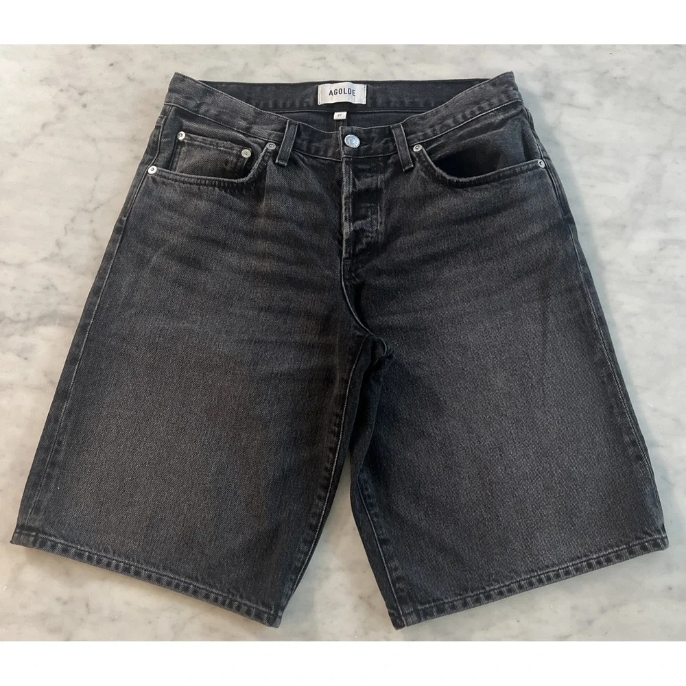 AGOLDE Low Rise Long Dark Arcane Wash Size 27 NWOT Denim Shorts